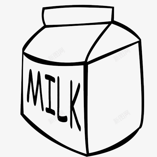 手绘牛奶盒简笔画图标png_新图网 https://ixintu.com 乳制品 包装盒 手绘卡通 手绘牛奶盒 手绘黑白画 牛奶 牛奶包装 牛奶盒简笔画 盒子 简笔画