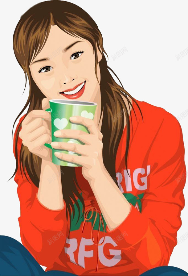 手绘喝水png免抠素材_新图网 https://ixintu.com 儿童喝水 卡通喝水 口渴喝水 喝水 多喝水卡通 爱喝水 用杯子喝水