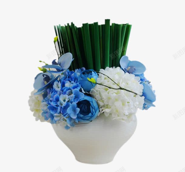 仿真绣球花组合套装花浦叶png免抠素材_新图网 https://ixintu.com 产品实物 仿真绣球花组合套装花 干花浦叶 陶瓷艺术插花餐桌装饰花艺