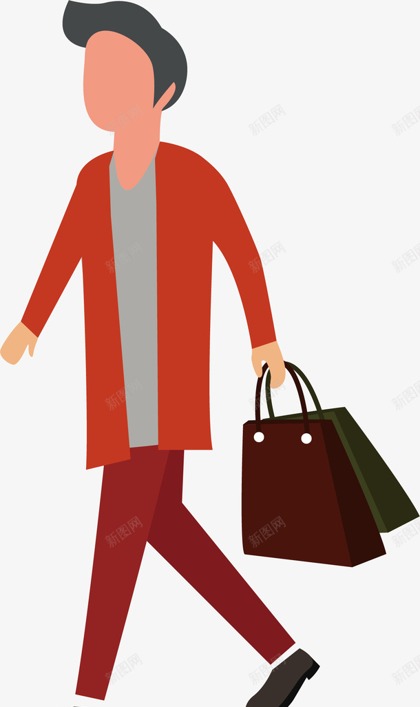 行走的购物手绘小人矢量图ai免抠素材_新图网 https://ixintu.com 人物 出行插画 卡通小人 商场 小人 购物场景 购物手绘小人 矢量图