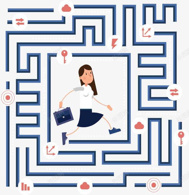 商务女人蓝色迷宫矢量图ai免抠素材_新图网 https://ixintu.com 商务小人 商务蓝色迷宫 商务迷宫 矢量png 蓝色迷宫 迷宫 矢量图