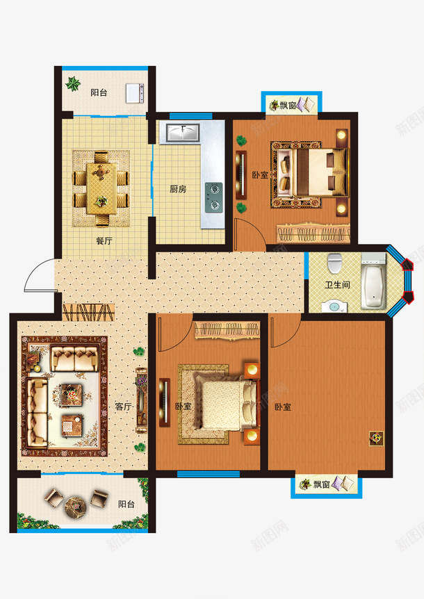 室内平面户型图png免抠素材_新图网 https://ixintu.com 室内 平面户型图 户型图 效果图 装修 装饰 设计