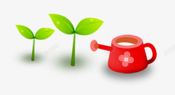清新水壶树苗绘画装饰png免抠素材_新图网 https://ixintu.com 早春 水壶 浇水 种子 萌芽