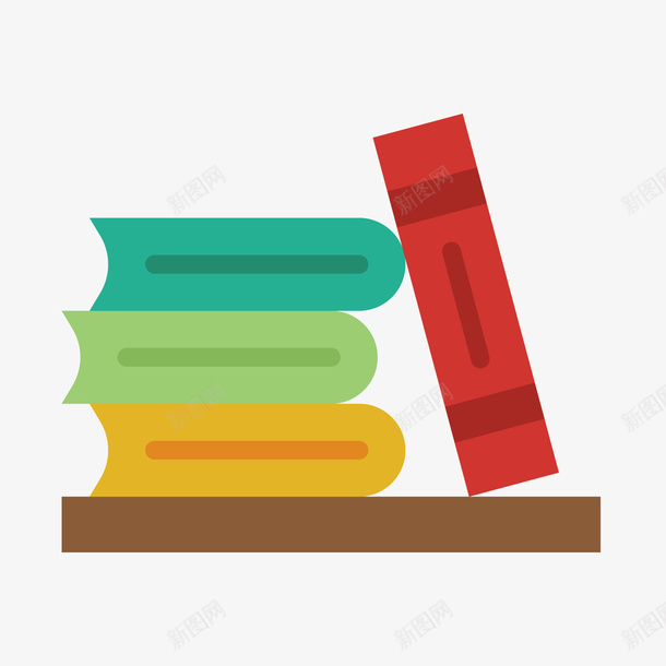 彩色书本png免抠素材_新图网 https://ixintu.com 书本 书桌 学习 学科 彩色 扁平化 课本
