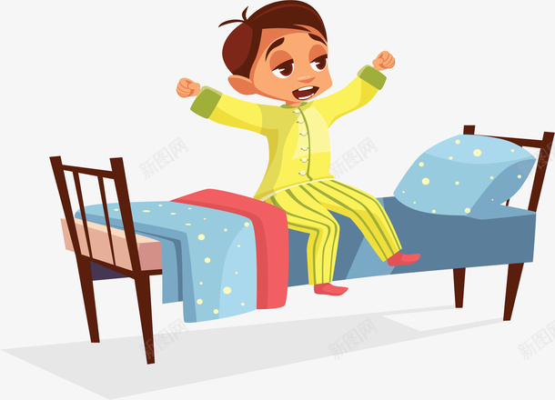 早上起床伸懒腰的男孩矢量图ai免抠素材_新图网 https://ixintu.com 伸懒腰 伸腰 卡通男孩 早上起床 矢量png 矢量图 起床 起床的男孩