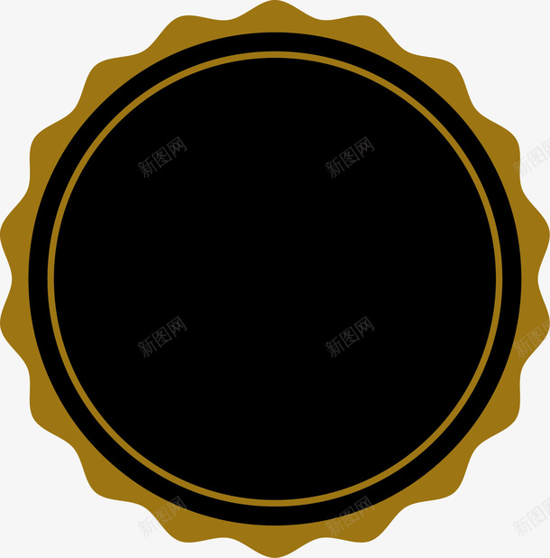 黑色花边徽章png免抠素材_新图网 https://ixintu.com 勋章 圆形标签 胸针 花边标志 装饰图案 黑色徽章
