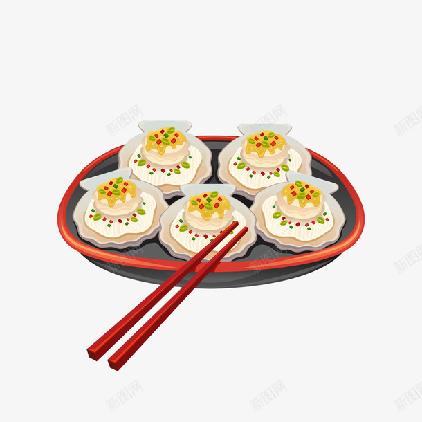 卡通扇贝美食图png免抠素材_新图网 https://ixintu.com 中华美食 二次元美食 卡通 扇贝 插图 海鲜 盘子 筷子 美食 食物