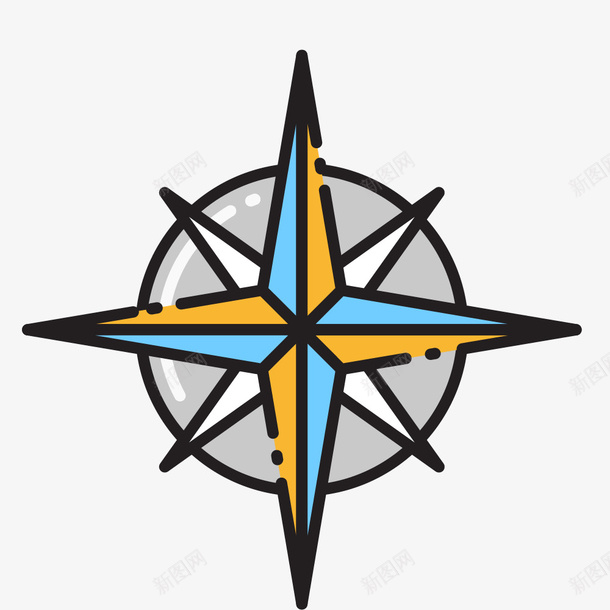 手绘卡通指南针图标png_新图网 https://ixintu.com 东南西北 东西南北 北斗星导航 地图 导航 手绘指南针 指北针 指南针 指针 方向