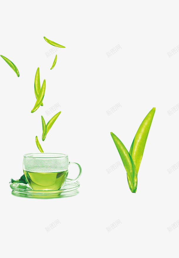 绿色清新茶杯茶叶背景png免抠素材_新图网 https://ixintu.com 品茶 春茶 泡茶 清新 绿色 背景 茶叶 茶杯