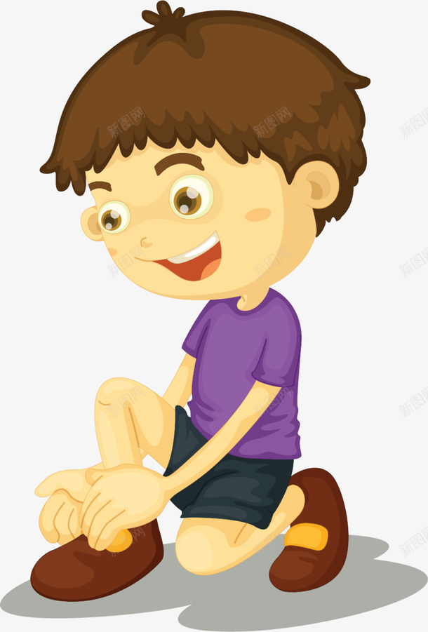 蹲下系鞋带的短发男孩png免抠素材_新图网 https://ixintu.com 可爱男孩 害羞 帅气男孩 开心 短发男孩 蹲下系鞋带