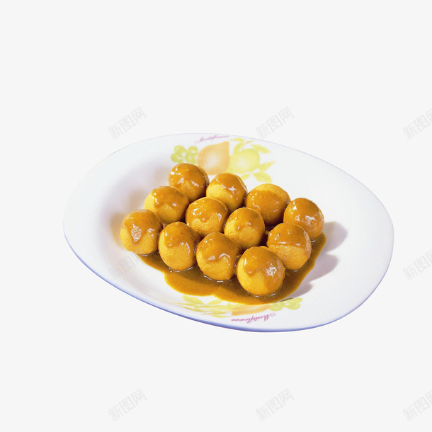 实物Q弹美味的咖喱鱼丸png免抠素材_新图网 https://ixintu.com Q弹美味 印度咖喱 咖喱鱼丸 白色盘子