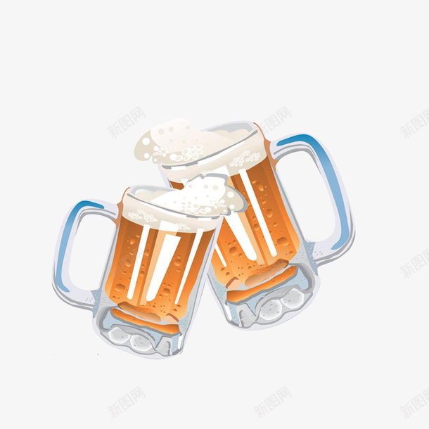 手绘相碰杯的啤酒效果图png免抠素材_新图网 https://ixintu.com Cheers cheers 啤酒泡 手绘效果图 摇曳的酒泡 碰杯的酒杯