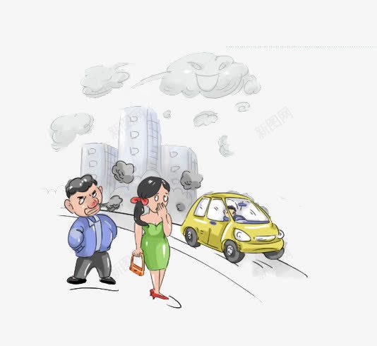 雾霾png免抠素材_新图网 https://ixintu.com 卡通 大气污染 手绘 环保 环境污染