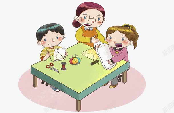 家庭手工日png免抠素材_新图网 https://ixintu.com 做风筝 剪刀 卡通人物 孩子 家庭教育 手工作品 手工作物 手绘平面