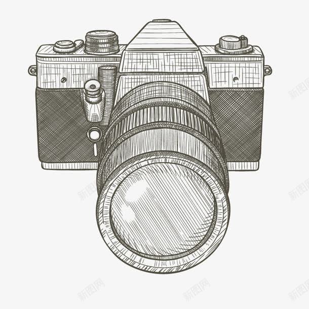 手绘单反png免抠素材_新图网 https://ixintu.com 摄像头 照相机 铅画 黑色