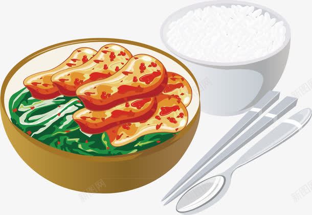 米饭菜和矢量图ai免抠素材_新图网 https://ixintu.com 叉子 碗 米饭 面 矢量图