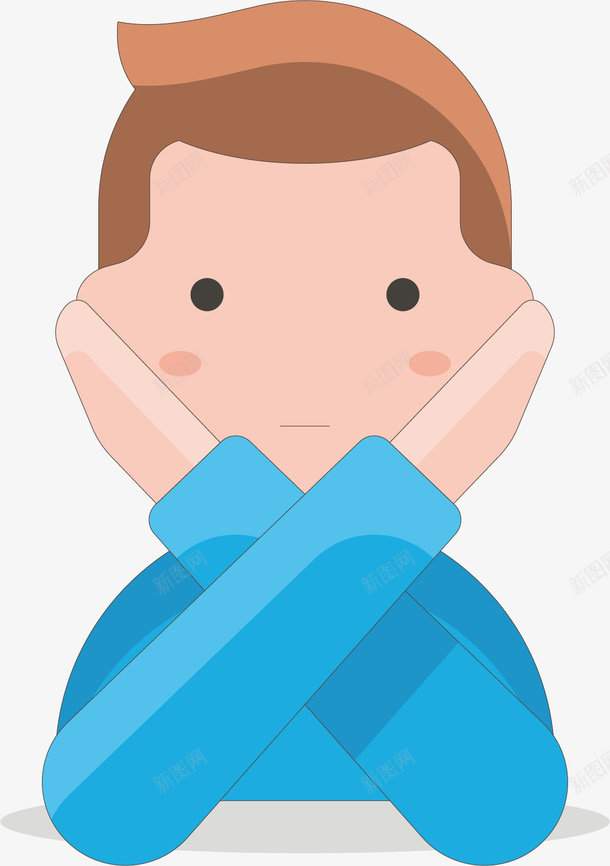 双手交叉的男子png免抠素材_新图网 https://ixintu.com 双手交叉 头发 男子 男孩 男生 耳朵 脸颊 蓝色 衣服