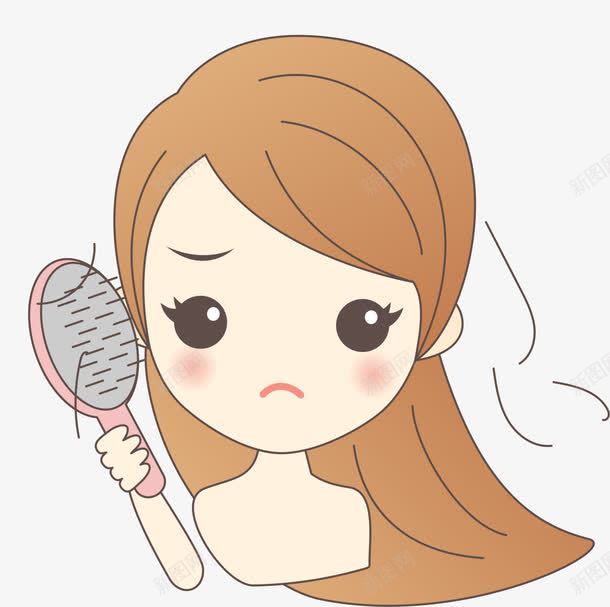 卡通掉头发女孩png免抠素材_新图网 https://ixintu.com 卡通女孩 可爱女生 掉发 掉头发女生 梳子 烦恼女孩 秃头男 装饰图案
