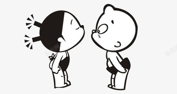 两小孩亲亲png免抠素材_新图网 https://ixintu.com 俩小人 卡通 可爱 清新 清纯