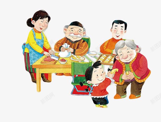一家团聚的人们png免抠素材_新图网 https://ixintu.com PNG 包饺子 团聚 过年