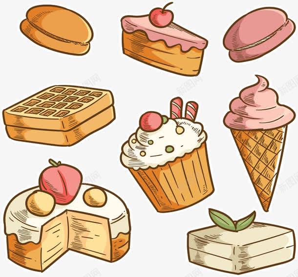 美味甜品店宣传海报png免抠素材_新图网 https://ixintu.com 冰激凌 甜品 矢量png 蛋糕 飞舞甜品