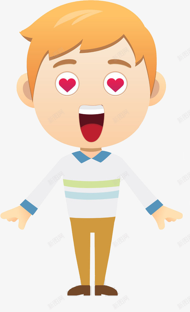 卡通满眼爱心的男人图png免抠素材_新图网 https://ixintu.com 卡通 帅气的 插图 期待的 期待表情 满眼爱心 男人