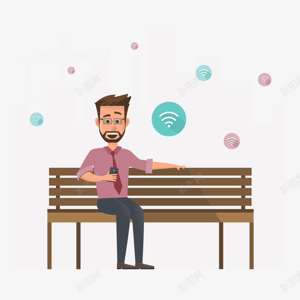 坐在椅子上玩手机的男人矢量图eps免抠素材_新图网 https://ixintu.com WIFI WIFI图案 WIFI热点 坐位 坐席 座位 手机 热点 男人 男人玩手机 矢量图 长椅
