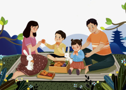 八月十五中秋节一家人吃月饼素材