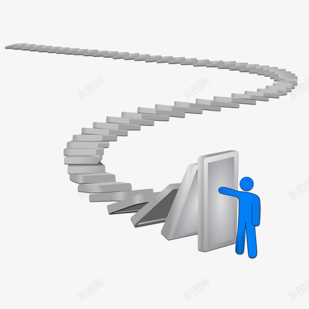 3D小人推倒多米诺骨牌png免抠素材_新图网 https://ixintu.com 3D小人 多米诺骨牌 推倒 白色