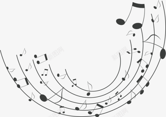 弧形五线谱音乐节矢量图图标图标