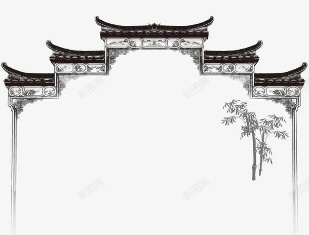 古典门楼门牌png免抠素材_新图网 https://ixintu.com png元素 古典门 国风 门楼