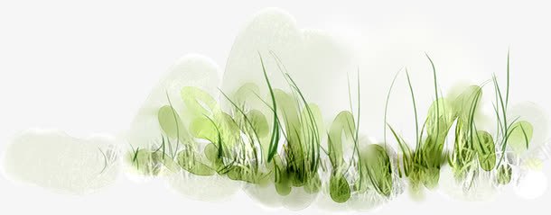 手绘春日绿色植物小草png免抠素材_新图网 https://ixintu.com 春日 绿色植物