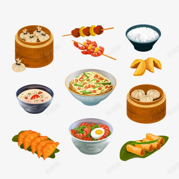 卡通早点食物png免抠素材_新图网 https://ixintu.com 包子 卡通 面条 食物