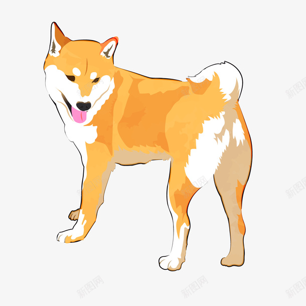 手绘黄色柴犬png免抠素材_新图网 https://ixintu.com 卡通小狗 宠物狗 柴犬 背景装饰 黄色小狗
