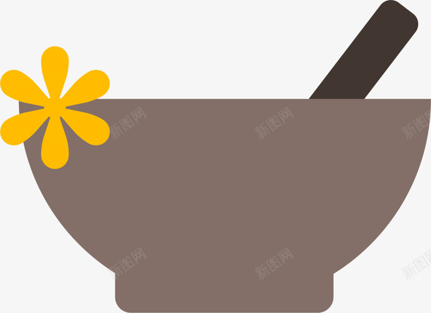 花朵咖啡色扁平捣药碗png免抠素材_新图网 https://ixintu.com SPA 中药面膜 咖啡色捣药碗 护肤 美丽 美妆 美容院 美白