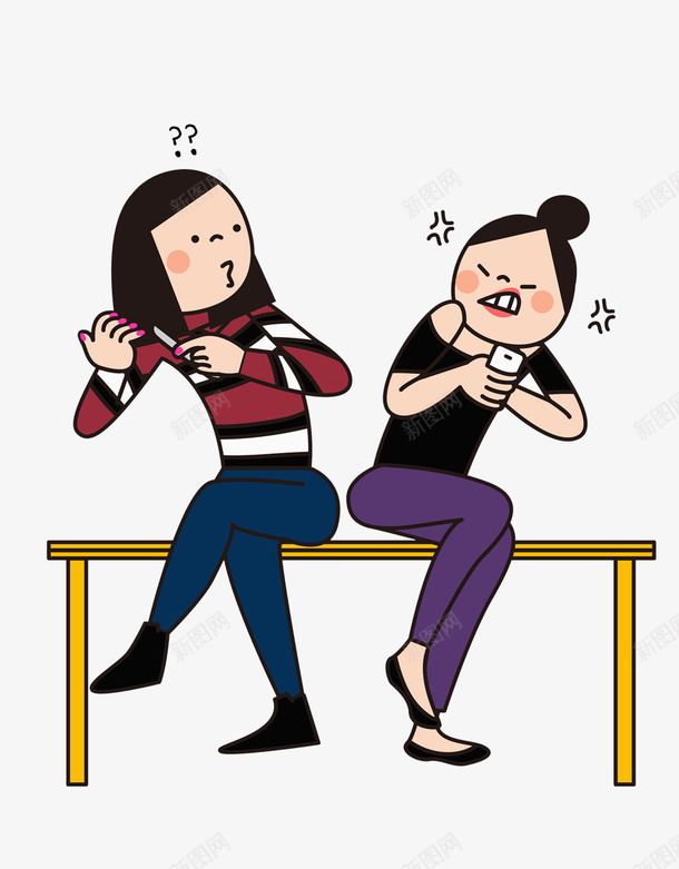 坐在凳子上的女人png免抠素材_新图网 https://ixintu.com 凳子 卡通手绘 女人 嫌弃 水彩 玩手机 疑问 看不起 问号