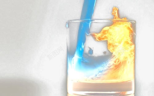 水火png免抠素材_新图网 https://ixintu.com 杯子 水 水变成火 火 炫光 特效