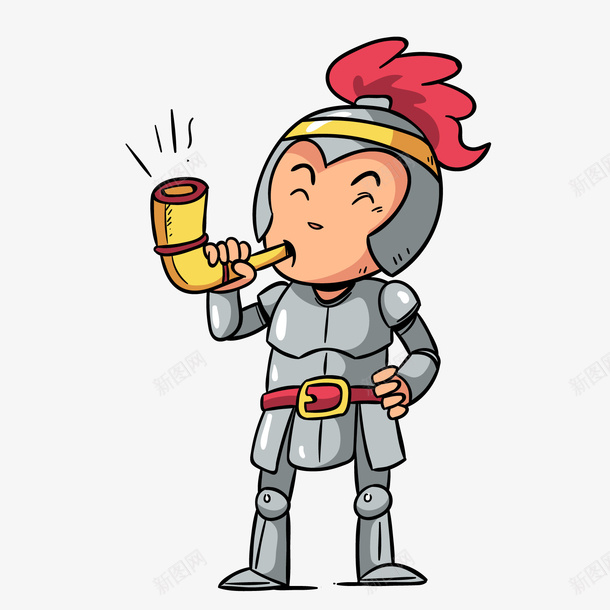 灰黄色卡通吹号角士兵png免抠素材_新图网 https://ixintu.com 卡通 卡通士兵 吹号角士兵 士兵 灰色 黄色