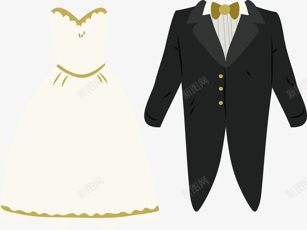 新郎新娘结婚礼服png免抠素材_新图网 https://ixintu.com 新郎新娘 燕尾服 白色婚纱 矢量png 结婚 结婚礼服