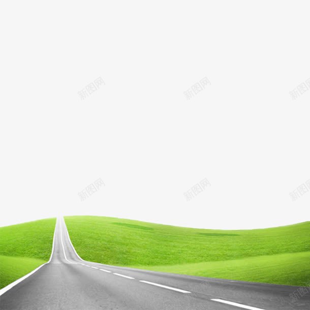 蜿蜒前行的柏油路png免抠素材_新图网 https://ixintu.com 弯曲 柏油路 绿草地 蜿蜒前行
