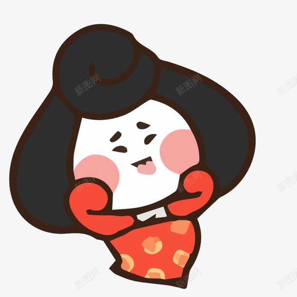 手绘卡通Q版唐代仕女吐舌头png免抠素材_新图网 https://ixintu.com 仕女 卡通 古代 古装 唐代 唐朝 唐朝胖美人 女娃 红色