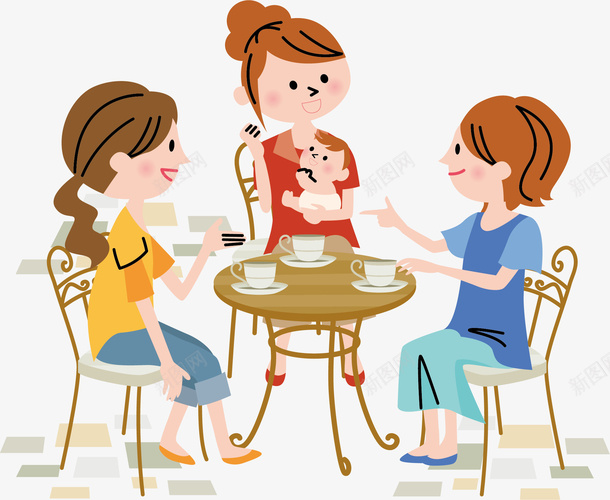 美女聚会矢量图ai免抠素材_新图网 https://ixintu.com 企业 卡通 同事聚会 商务 商务聚餐 喝茶 桌子 白领 矢量图 美女 聚集