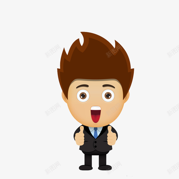 穿职业装竖大拇指的卡通人物png免抠素材_新图网 https://ixintu.com 两只手竖大拇指 卡通手绘 大头 张大嘴巴 竖大拇指的人 职业装 设计
