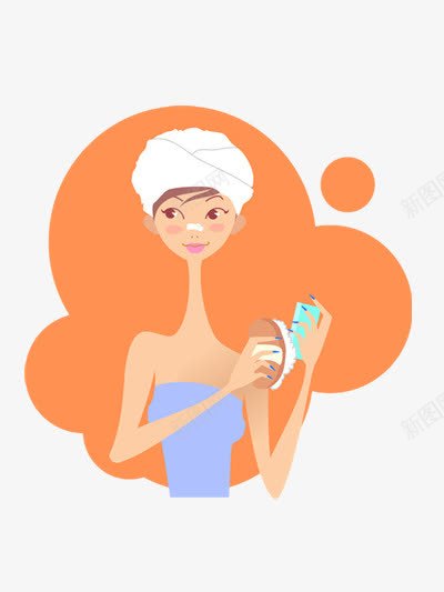 洗澡的女人png免抠素材_新图网 https://ixintu.com 人物 洗浴 浴巾 浴帽