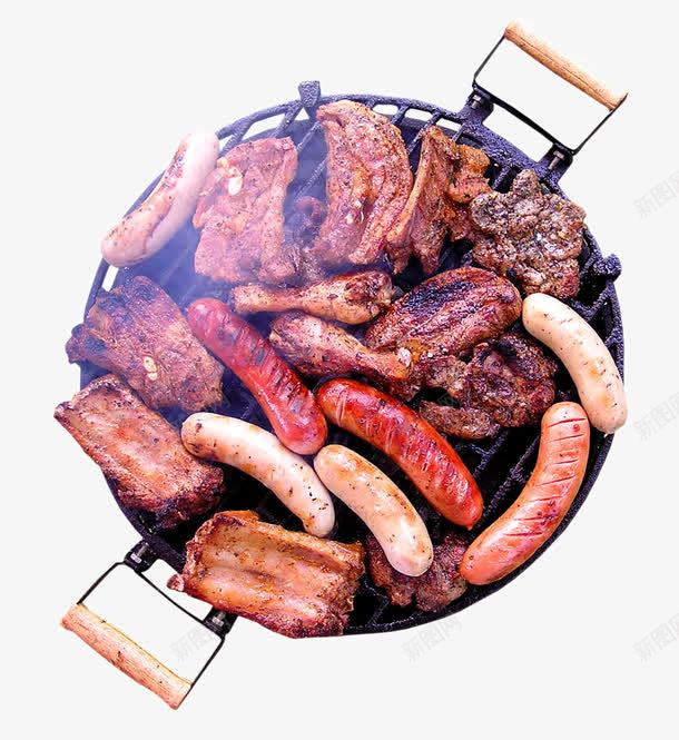 锅上的烤肉png免抠素材_新图网 https://ixintu.com 孜然 火把 烤肉片 猪排 羊排 香肠
