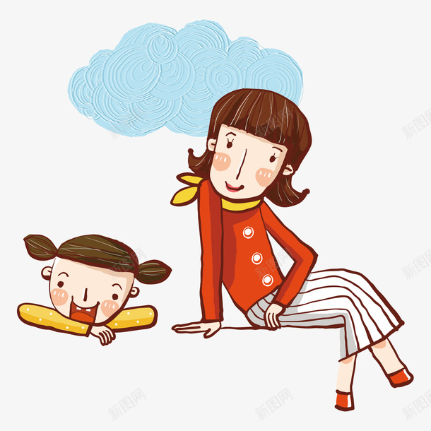 母亲节插画风妈妈和儿女卡通形象矢量图ai免抠素材_新图网 https://ixintu.com 亲情 养育 卡通形象 成长 插画风妈妈和儿女 母亲节 温馨 矢量图