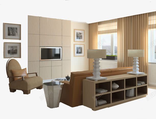 室内样板间png免抠素材_新图网 https://ixintu.com 产品实物 台灯 垃圾桶 壁画 室内布局图 室内设计 房子内景 样板间 沙发 电视 电视墙 茶几 装修 装修模板 装修设计 装饰画