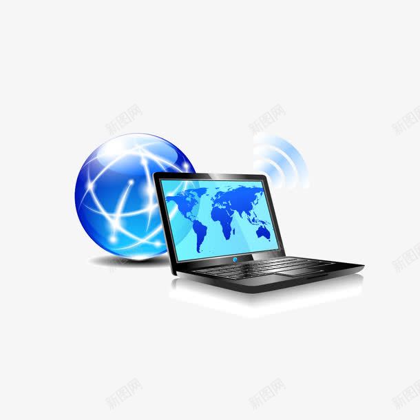 全球网络png免抠素材_新图网 https://ixintu.com WiFi信号 地球 电脑