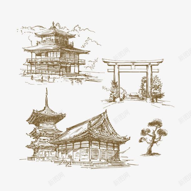 手绘城楼png免抠素材_新图网 https://ixintu.com 古代建筑 城楼 建筑 房子