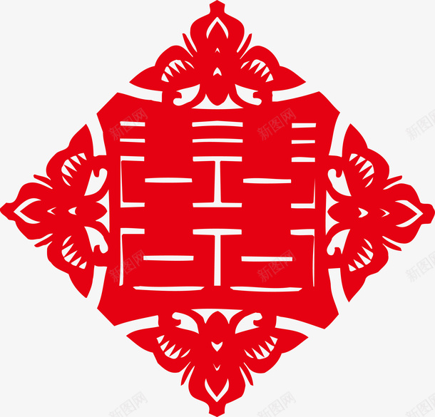 com 剪纸 双喜 喜字贴 囍 囍底纹 大红喜字 婚庆 底纹 窗花帖 红色